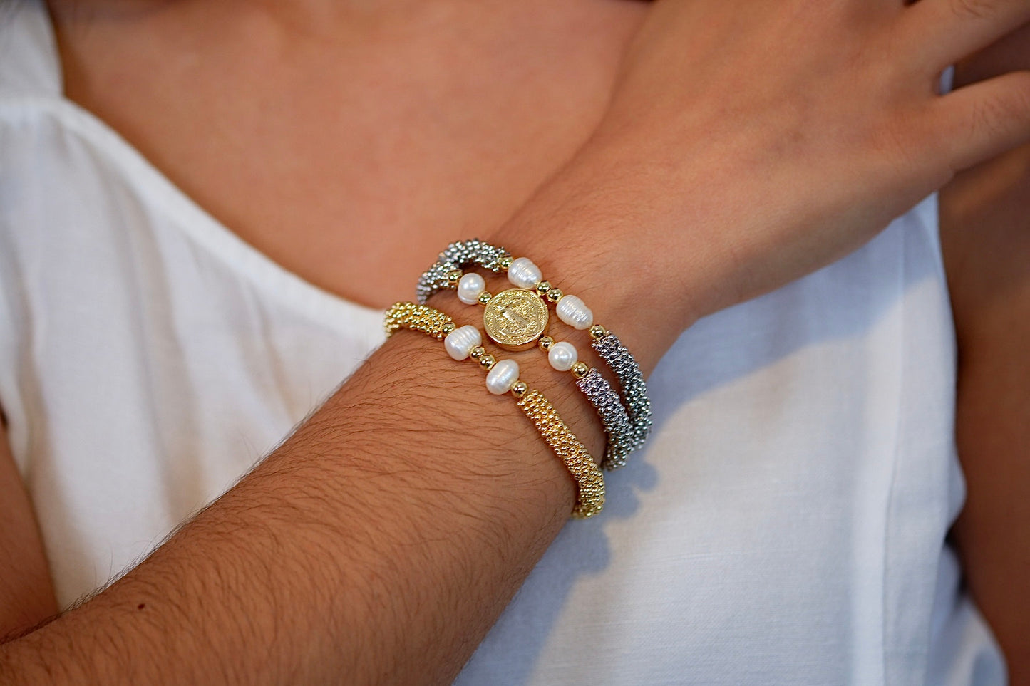 Set Triple Pulseras De San Benito